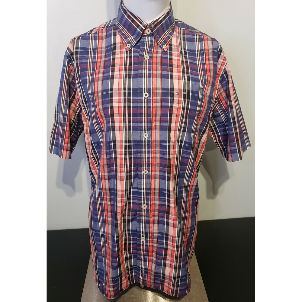 Tommy Hilfiger‎ 80's 2 Ply Fabric Button Down Short Sleeve Shirt Men's Size Med